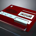 Red Classic Cassette Recorder Electronic Appliance With Control Knobs And Tape Slot