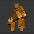 Cute Cardboard Characters With Different Sizes And Smiling Faces Interacting Together 3d model