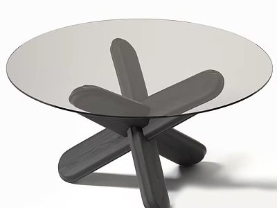 Modern Coffee Table With Transparent Glass Top And Wooden Cross Base 3d model