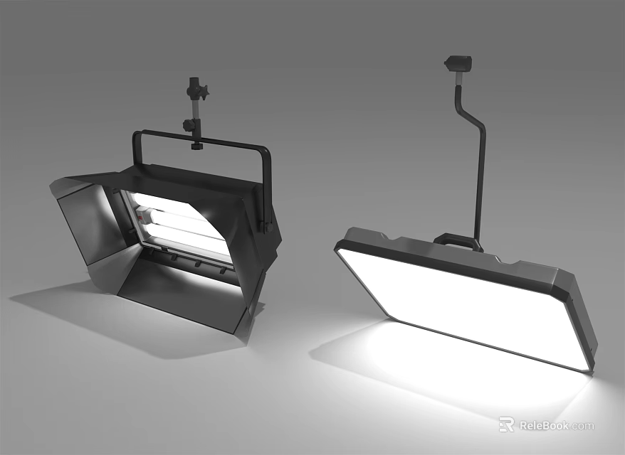 Professional LED Studio Lights With Adjustable Brackets And Bright White Panels 3d model 