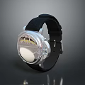 Sleek Modern Watch With Black Leather Strap And Silver Dial 3d model