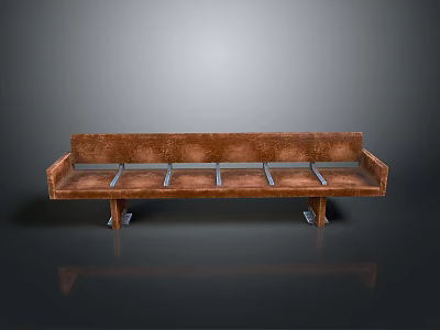 Stylish Single Chair With Brown Upholstery And Metal Legs On Dark Surface With Reflection 3d model
