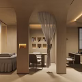 Modern Luxury Beauty and Hair Salon Interior with Reception Desk Display Shelves and Green Plant