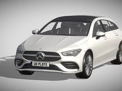 White Mercedes Hatchback Car With Modern Front Design And Sleek Body Lines 3d model