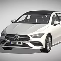White Mercedes Hatchback Car With Modern Front Design And Sleek Body Lines