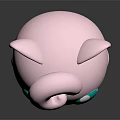 Jigglypuff Cute 3D Animated Game Character with Pink Body Large Turquoise Eyes and Black Ears
