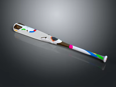 Modern Baseball Bat With Abstract Colorful Patterns And Multi Colored Grip 3d model
