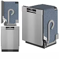 Modern Stainless Steel Kitchen Appliances Including Refrigerator Oven And Dishwasher