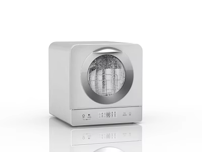 Sleek Silver Kitchen Appliance With Square Design Round Transparent Window And Control Panel 3d model