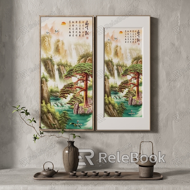 New Chinese Landscape Painting Texture Texture Decorative Painting model