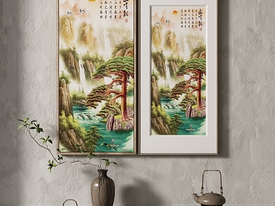 New Chinese Landscape Painting Texture Decorative Painting model