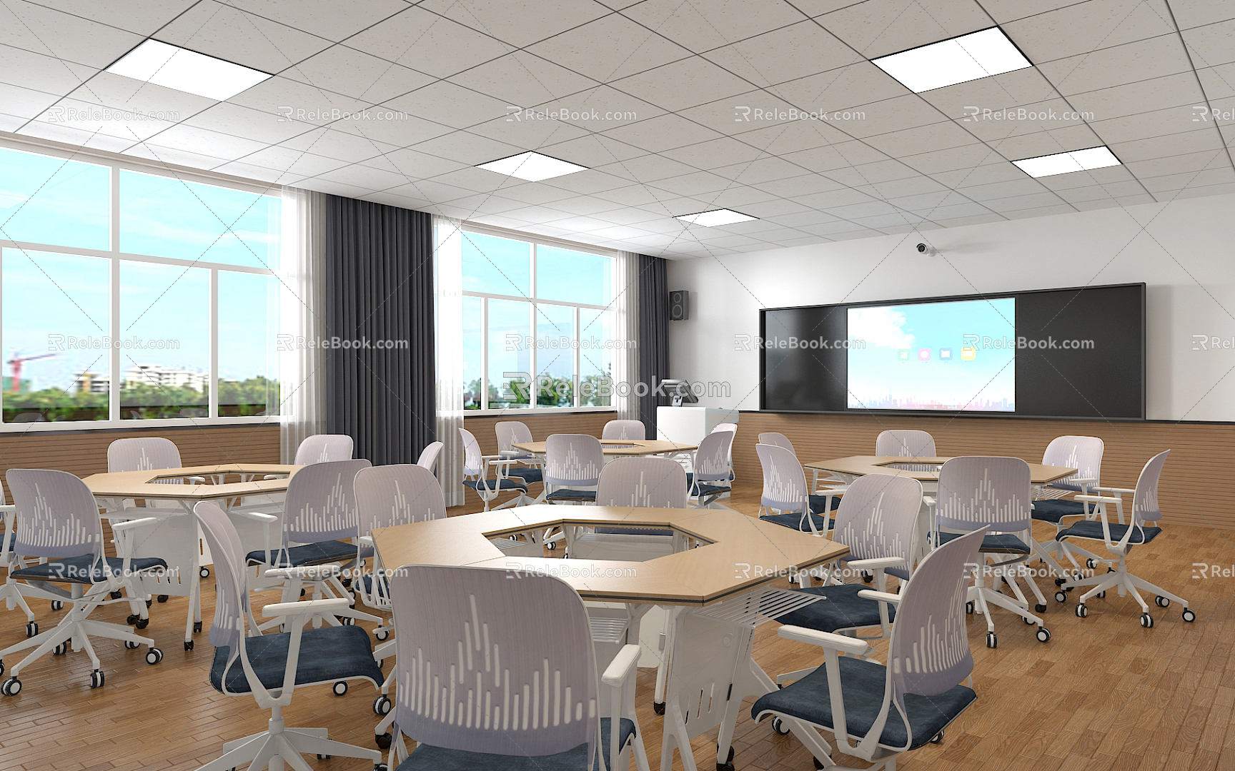 Modern Classroom Multimedia Classroom 3d model