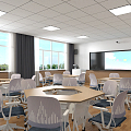 Modern Classroom Multimedia Classroom 3d model