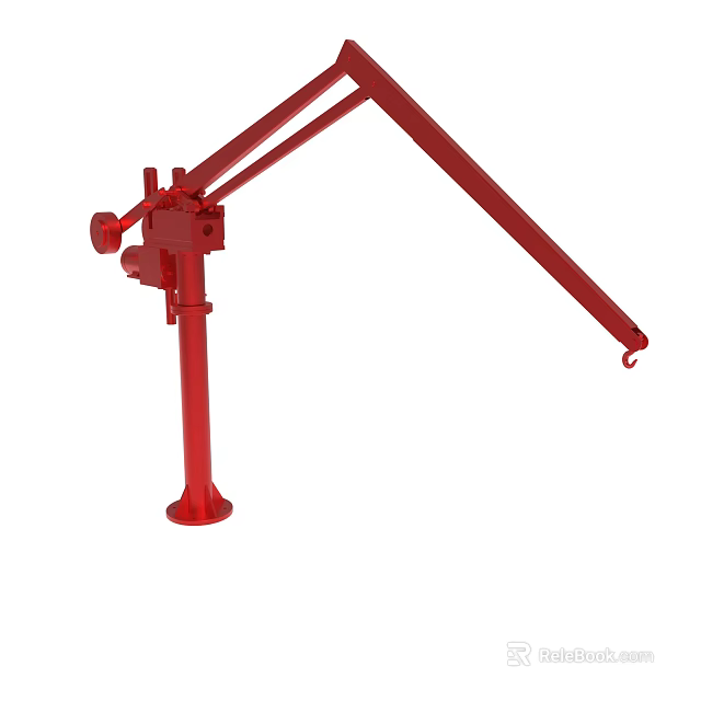 Red Industrial Mechanical Arm Structure With Stable Base And Extended Arm 3d model