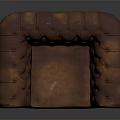 Classic Brown Leather Armchair Furniture With Tufted Upholstery And Brass Studs