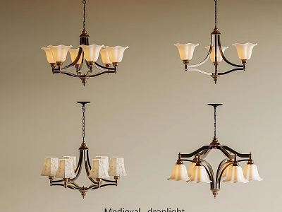 Medieval Style Chandeliers With Classic Ornate Design And Warm Lighting 3d model
