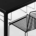 Modern Black Dining Table Set With Wireframe Chairs Green Plant Vase And Tableware 3d model