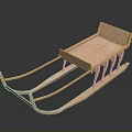 Handmade Wooden Sled With Sturdy Frame Structure And Traditional Outdoor Design