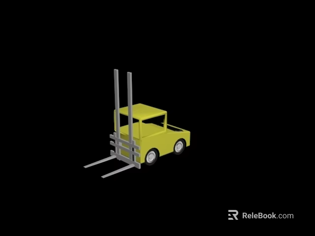 Yellow Industrial Forklift Equipment With Lifting Forks And Operator Cab 3d model