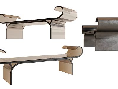 Modern Public Chair Designs With Transparent Acrylic Curved Structure And Black Frame 3d model