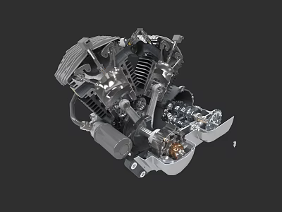 Highly Detailed Motorcycle Engine With Mechanical Parts And Chrome Components 3d model