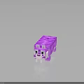 Purple Pixel Tiger 3D Model Featuring Block Structure And Reflective Surface 3d model