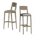 Modern High Bar Stools With Wicker Back Wooden Frame And Upholstered Seat Design