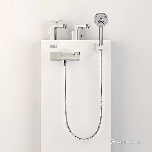 Modern Bathroom Faucet Set With Shower Head And Chrome Finish Fixture 3d model 