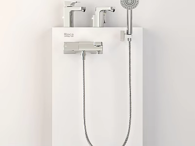 Modern Bathroom Faucet Set With Shower Head And Chrome Finish Fixture 3d model