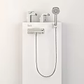 Modern Bathroom Faucet Set With Shower Head And Chrome Finish Fixture