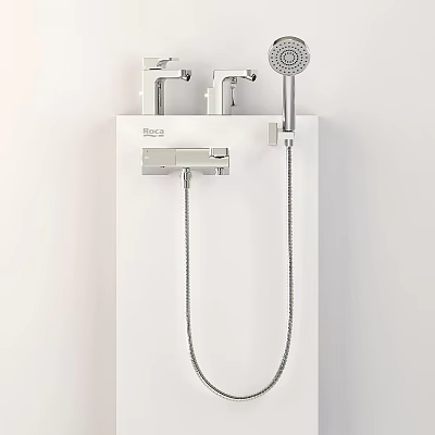 Modern Bathroom Faucet Set With Shower Head And Chrome Finish Fixture 3d model
