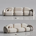 Modern Beige Modular Sofa Set With Decorative Pillows And Soft Throw Blanket Design