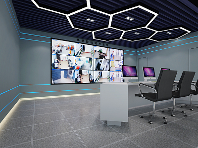 modern monitoring room 3d model