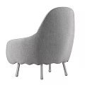 Gray Fabric Single Sofa With Modern Curved Backrest Armrests And Metal Legs
