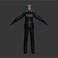 3D Character Model With Blonde Hair Black Puffer Jacket And Gloves Standing Pose Gray Background