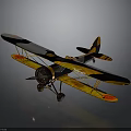 Vintage Biplane With Yellow Black Red Design For Space Aerospace
