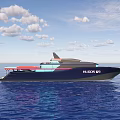 Modern Colorful Yacht With Yellow Orange Hull Sailing On Blue Ocean