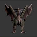 Fantasy Dragon Character 3D Model With Winged Body And Spiked Features