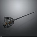 Silver Metallic Spear With Intricate Sphere Design For Fantasy Warrior Character 3d model