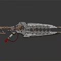 Futuristic Mechanical Weapon With Metallic Blades And Detailed Gear Components