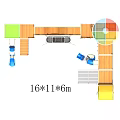 Kindergarten Amusement Facilities Combination Climbing Frame Slide Drill Cage Drill Net Physical Training Development Theme Equipment Windmill 3d model