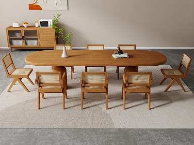 Log Dining Table and Chair Oval Dining Table 3d model