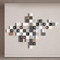 Modern Geometric Wall Decor With Abstract Square And Circle Elements In Neutral Tones 3d model