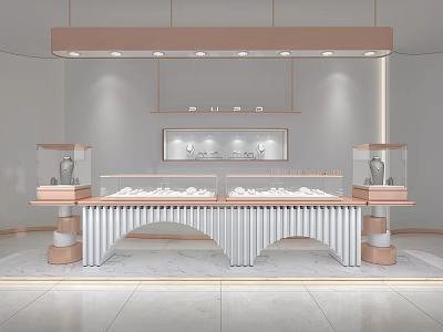 Elegant Jewelry Store Interior With Glass Display Cases Soft Lighting And Exquisite Jewelry Displays 3d model
