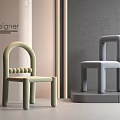 Modern Minimalist Children's Chair In Pale Green And Gray With Arched Backrest Design