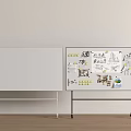 Whiteboard With Hand Drawn Design Sketches Diagrams And Charts Next To Empty Board