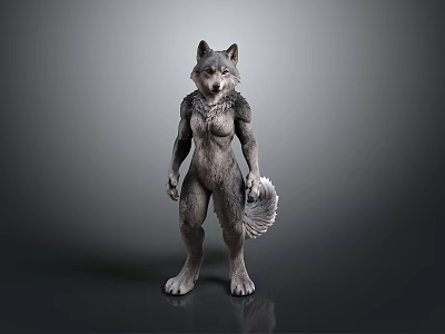 Mythical Anthropomorphic Werewolf 3D Model With Furry Texture And Standing Pose 3d model