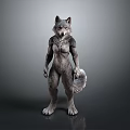 Mythical Anthropomorphic Werewolf 3D Model With Furry Texture And Standing Pose