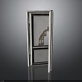 White Wooden Door Furniture With Damaged Frame And Glass Panel Cracks