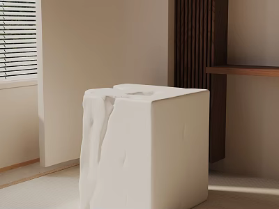 Sleek White Side Table With Textured Surface In Modern Interior With Wooden Accent 3d model